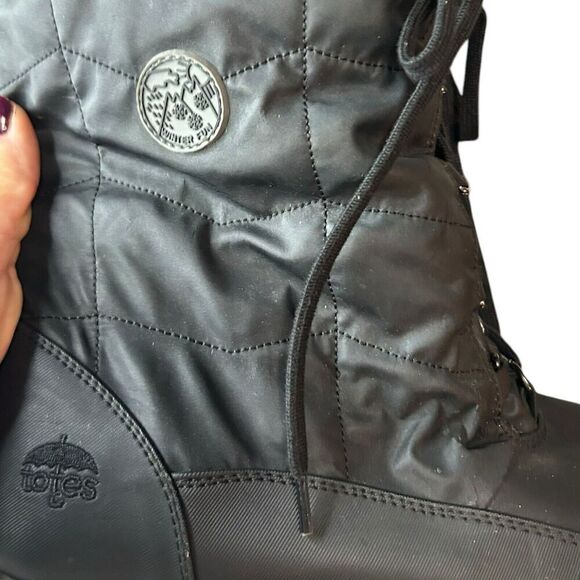 Totes Rhonda Aspen Black Zip Up Lace Up Snow Boots Winter Women Size 10 Medium - Picture 6 of 16